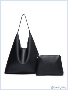 2-Piece Hobo Bag Set Soft Vegan Leather Slouchy Tote Shoulder Work Bag